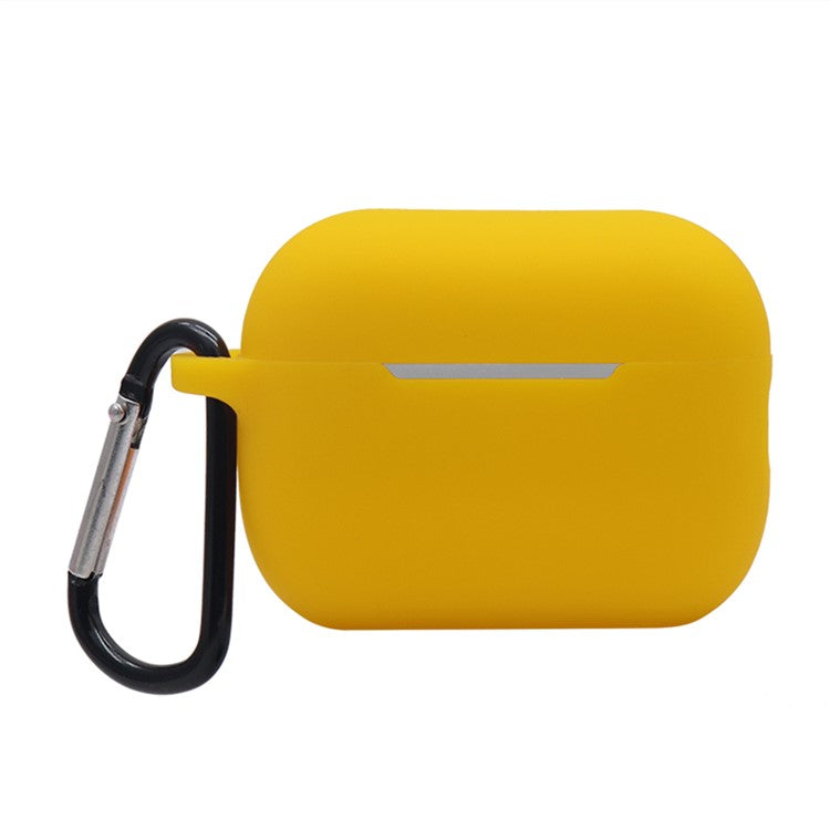 For AirPods Pro 2 Soft Silicone Protective Cover Dust-Proof Ear Bud Earphone Case with Anti-Lost Buckle - Yellow