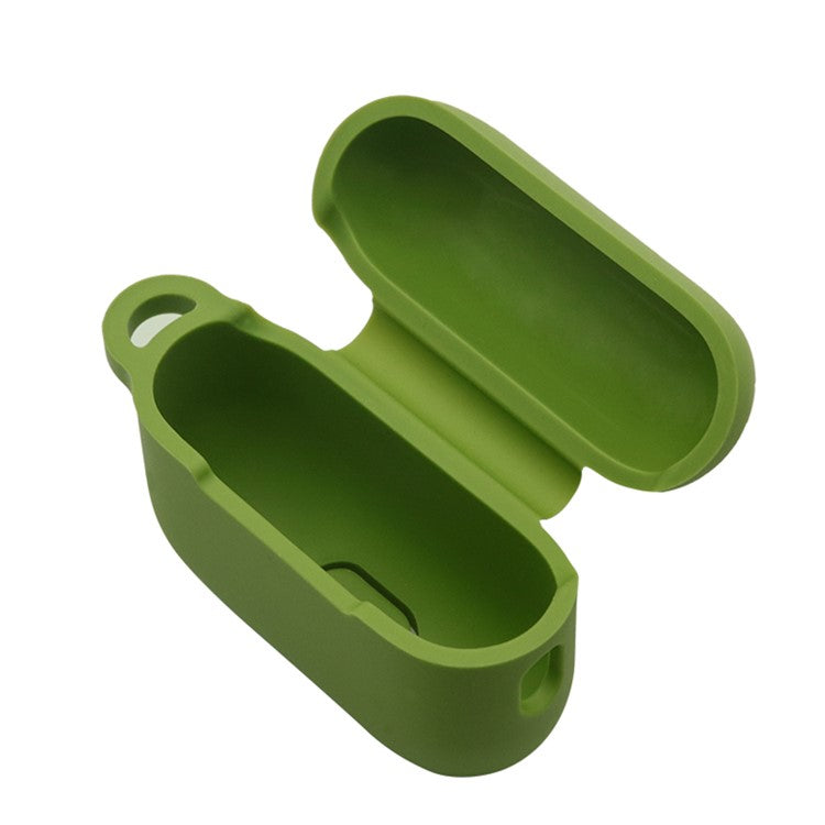 For AirPods Pro 2 Soft Silicone Protective Cover Dust-Proof Ear Bud Earphone Case with Anti-Lost Buckle - Army Green