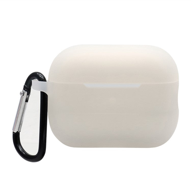 For AirPods Pro 2 Soft Silicone Protective Cover Dust-Proof Ear Bud Earphone Case with Anti-Lost Buckle - Transparent