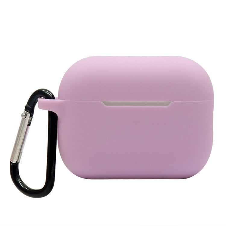 For AirPods Pro 2 Soft Silicone Protective Cover Dust-Proof Ear Bud Earphone Case with Anti-Lost Buckle - Taro Purple