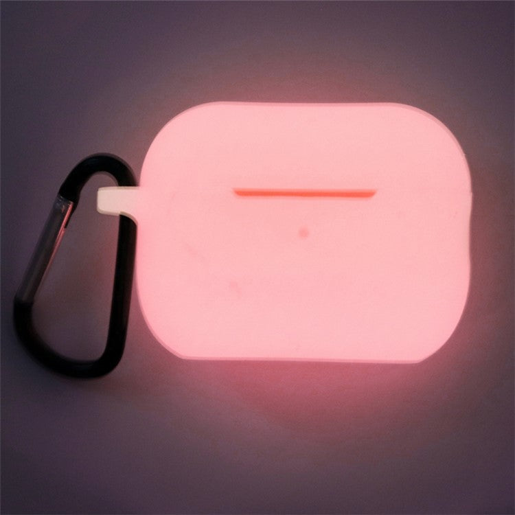 For AirPods Pro 2 Soft Silicone Protective Cover Dust-Proof Ear Bud Earphone Case with Anti-Lost Buckle - Fluorescent Pink