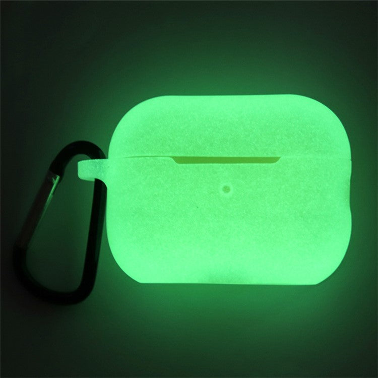 For AirPods Pro 2 Soft Silicone Protective Cover Dust-Proof Ear Bud Earphone Case with Anti-Lost Buckle - Fluorescent Green