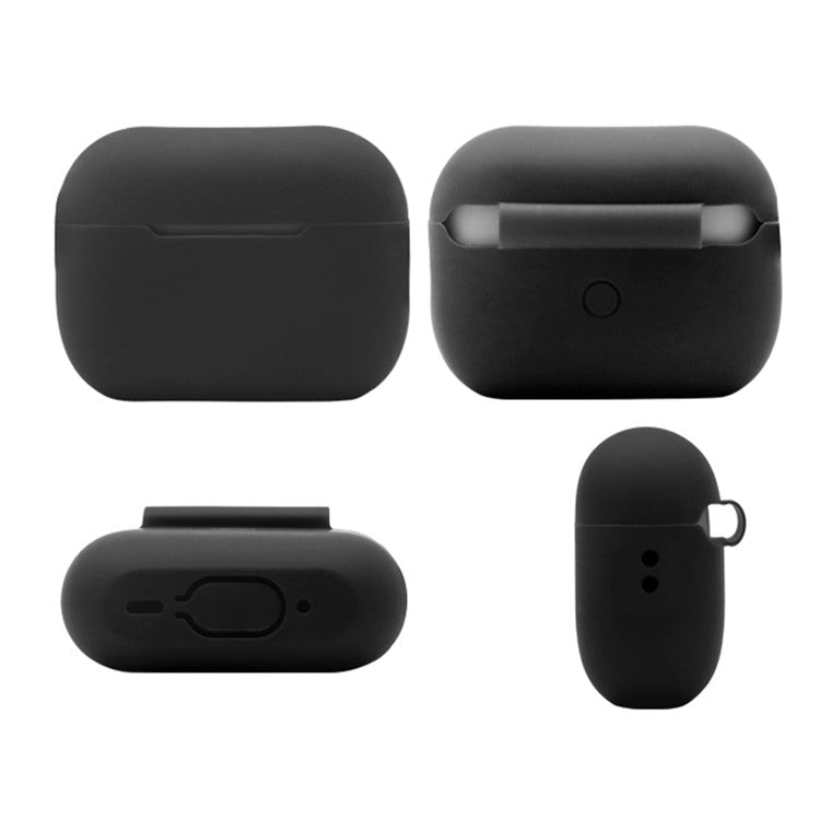 For AirPods Pro 2 Soft Silicone Case Full Protection Anti-Dust Earphone Cover with Anti-Lost Lanyard - Black