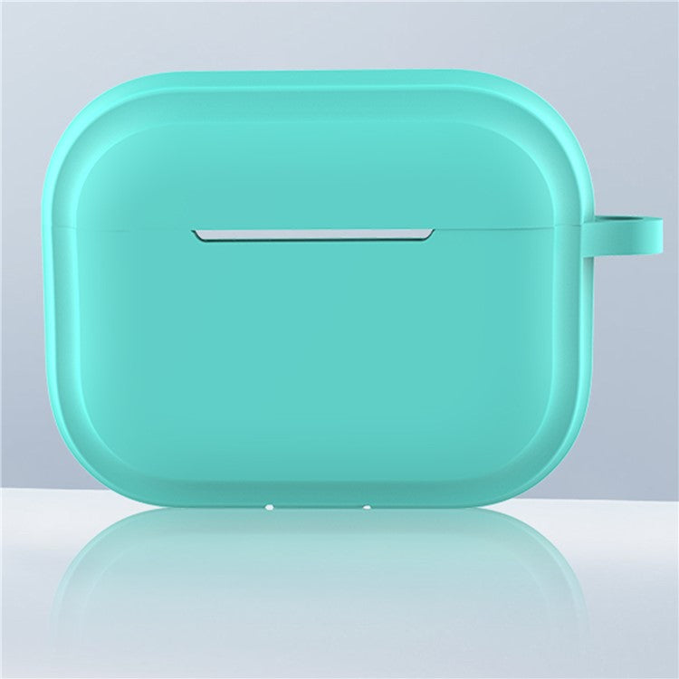 For AirPods Pro 2 Stripe Silicone Case Shock-Absorbing Protective Earphone Cover with Keychain - Mint Green