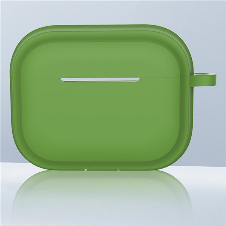 For AirPods Pro 2 Stripe Silicone Case Shock-Absorbing Protective Earphone Cover with Keychain - Grass Green