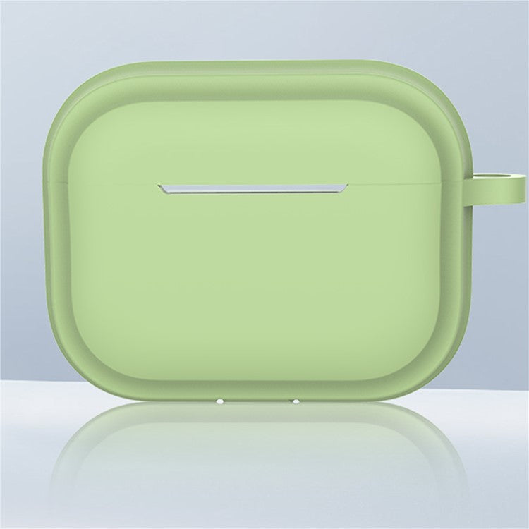 For AirPods Pro 2 Stripe Silicone Case Shock-Absorbing Protective Earphone Cover with Keychain - Matcha Green