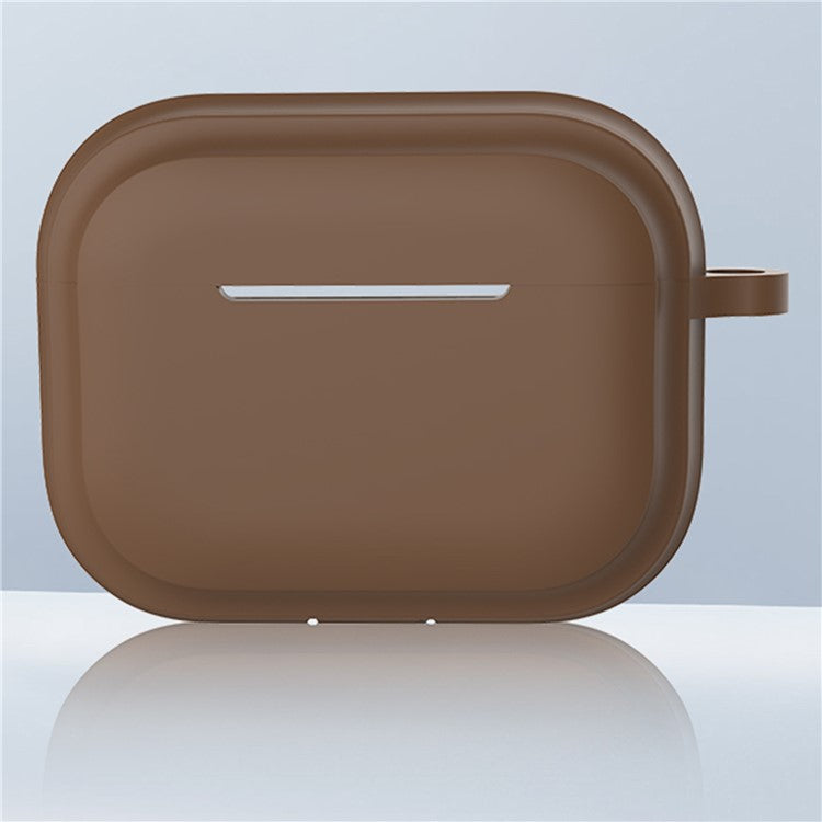 For AirPods Pro 2 Stripe Silicone Case Shock-Absorbing Protective Earphone Cover with Keychain - Brown