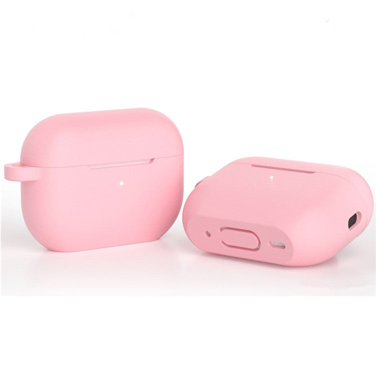 For AirPods Pro 2 Bluetooth Earphone Flat Bottom Silicone Protective Case Anti-scratch Anti-drop Cover - Pink