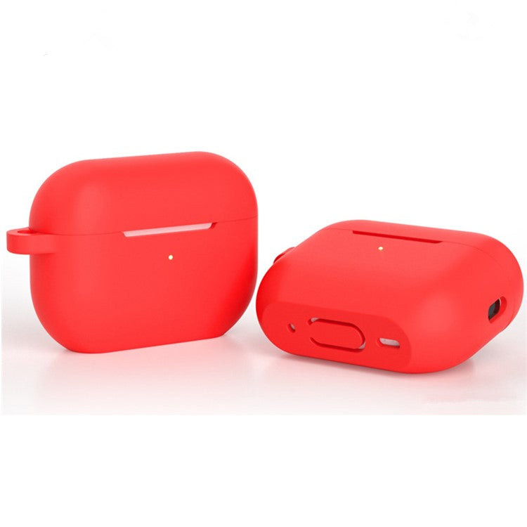 For AirPods Pro 2 Bluetooth Earphone Flat Bottom Silicone Protective Case Anti-scratch Anti-drop Cover - Red