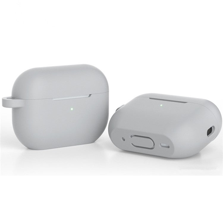 For AirPods Pro 2 Bluetooth Earphone Flat Bottom Silicone Protective Case Anti-scratch Anti-drop Cover - Grey