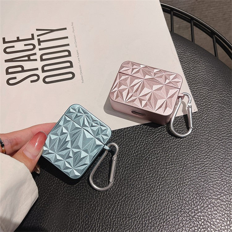 For Apple AirPods with Charging Case (2016) / (2019) / AirPods with Wireless Charging Case (2019) Diamond Texture Protective Case PC Anti-drop Cover - Pink