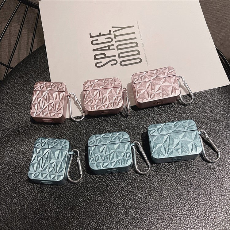 For Apple AirPods with Charging Case (2016) / (2019) / AirPods with Wireless Charging Case (2019) Diamond Texture Protective Case PC Anti-drop Cover - Blue