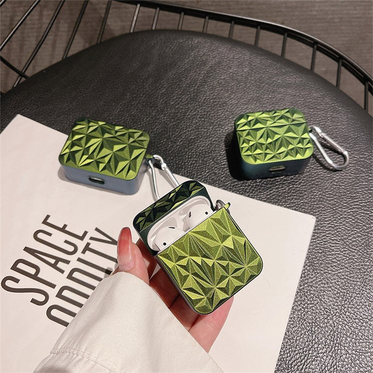 For Apple AirPods with Charging Case (2016) / (2019) / AirPods with Wireless Charging Case (2019) Diamond Texture Protective Case PC Anti-drop Cover - Green