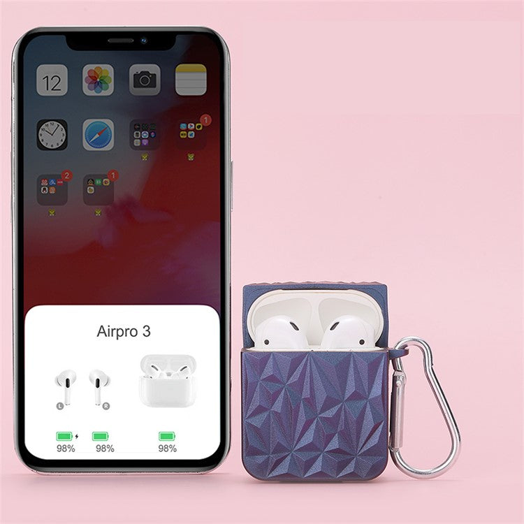 For Apple AirPods with Charging Case (2016) / (2019) / AirPods with Wireless Charging Case (2019) Diamond Texture Protective Case PC Anti-drop Cover - Purple