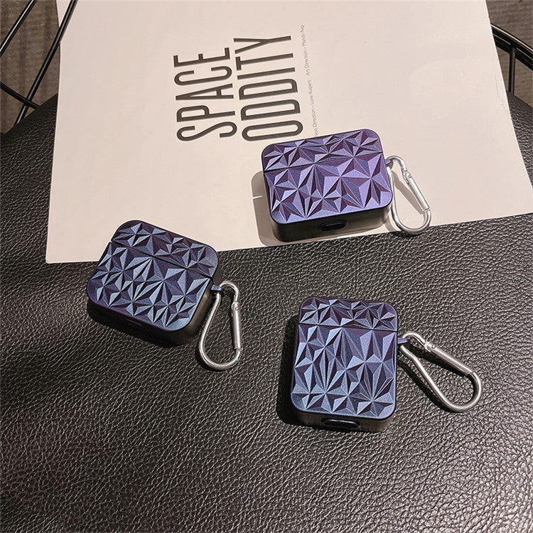 For Apple AirPods with Charging Case (2016) / (2019) / AirPods with Wireless Charging Case (2019) Diamond Texture Protective Case PC Anti-drop Cover - Purple