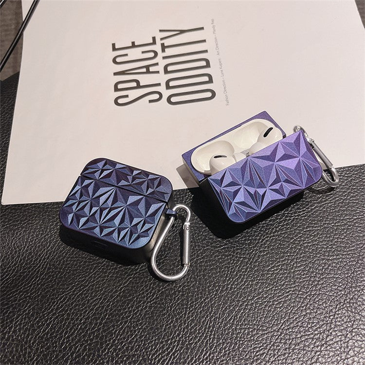 For Apple AirPods Pro Diamond Texture Protective Case Hard PC Anti-drop Anti-dirt Cover - Purple