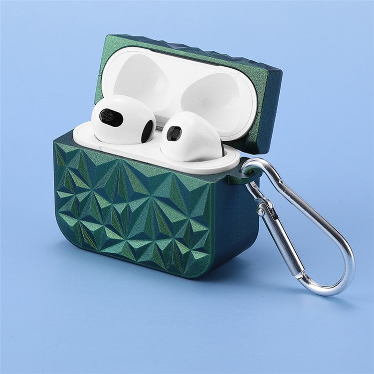 For Apple AirPods 3 Stylish Diamond Texture Protective Case Hard PC Drop-proof Cover - Green