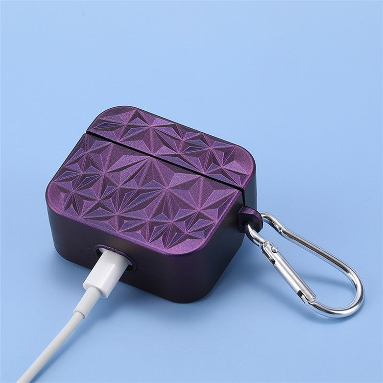 For Apple AirPods 3 Stylish Diamond Texture Protective Case Hard PC Drop-proof Cover - Purple