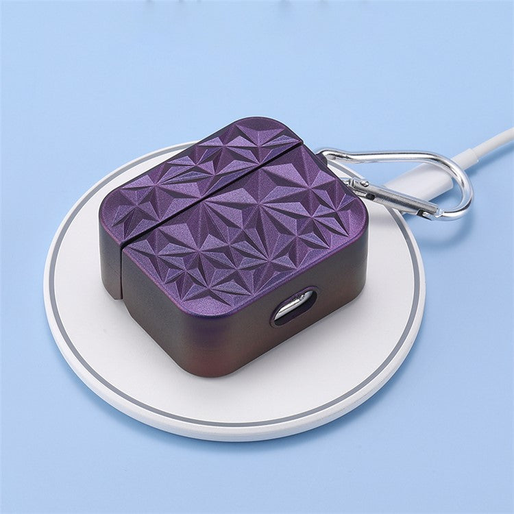 For Apple AirPods 3 Stylish Diamond Texture Protective Case Hard PC Drop-proof Cover - Purple