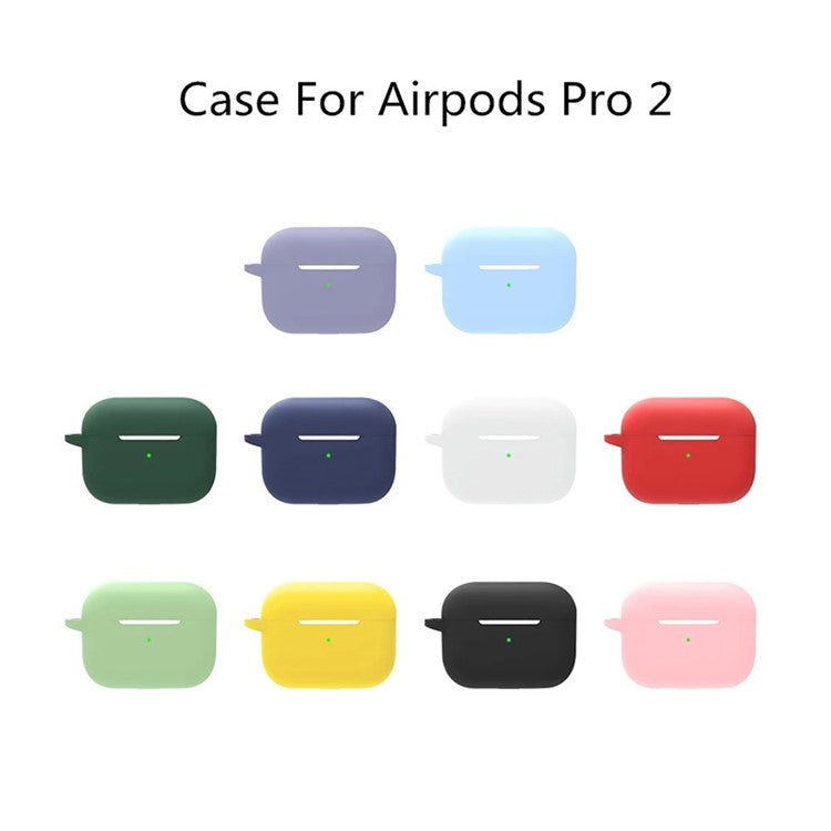 For AirPods Pro 2 Bluetooth Earphone Soft Silicone Protective Case Drop-proof Cover with Anti-lost Buckle - White