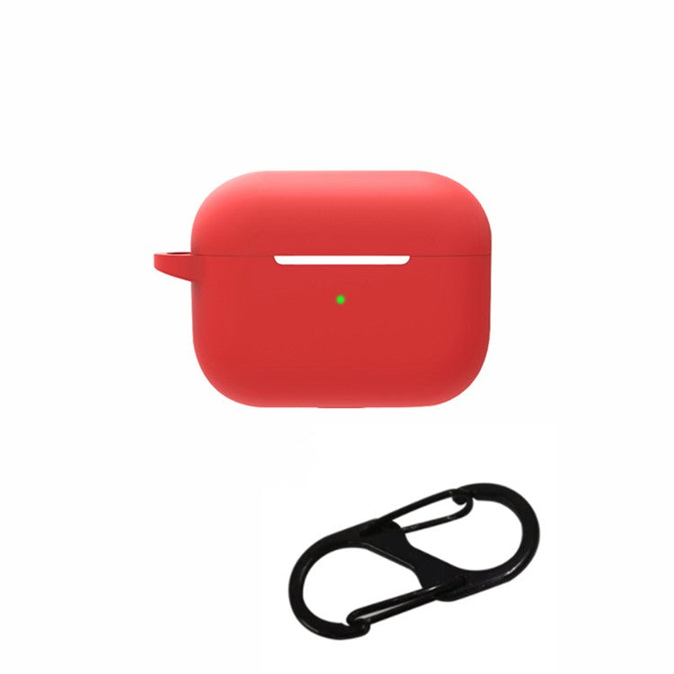 For AirPods Pro 2 Bluetooth Earphone Soft Silicone Protective Case Drop-proof Cover with Anti-lost Buckle - Red