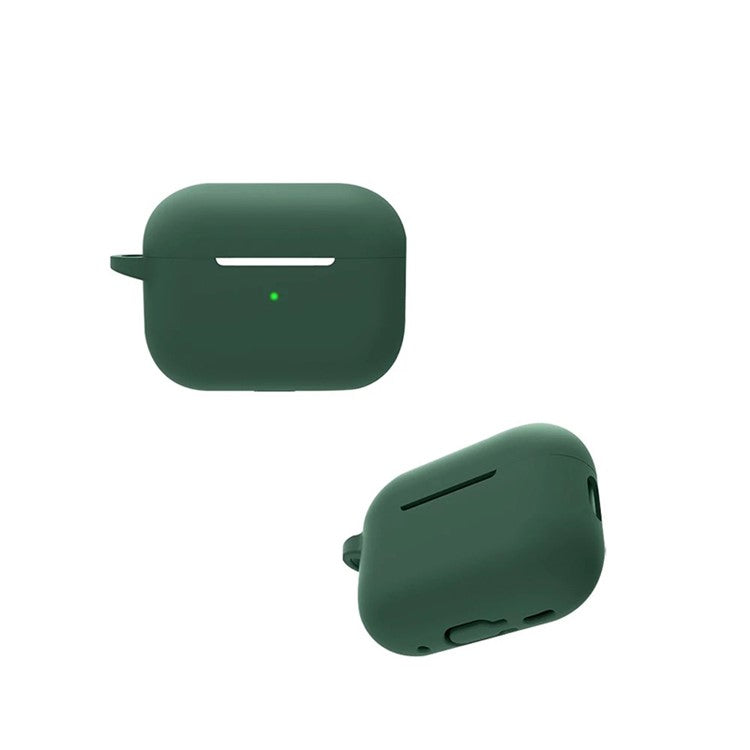 For AirPods Pro 2 Bluetooth Earphone Soft Silicone Protective Case Drop-proof Cover with Anti-lost Buckle - Matcha Green