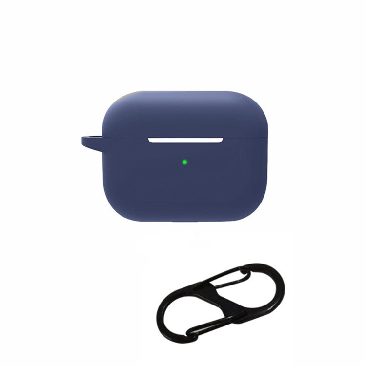 For AirPods Pro 2 Bluetooth Earphone Soft Silicone Protective Case Drop-proof Cover with Anti-lost Buckle - Dark Blue