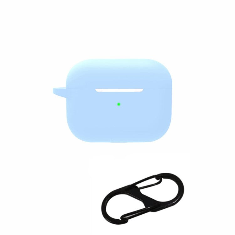 For AirPods Pro 2 Bluetooth Earphone Soft Silicone Protective Case Drop-proof Cover with Anti-lost Buckle - Sky Blue