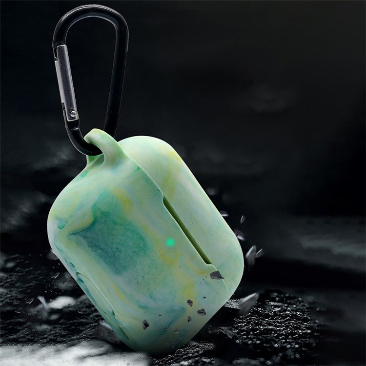 For AirPods Pro 2 Stylish Soft Silicone Protective Case Bluetooth Earphone Drop-proof Cover with Carabiner - Green