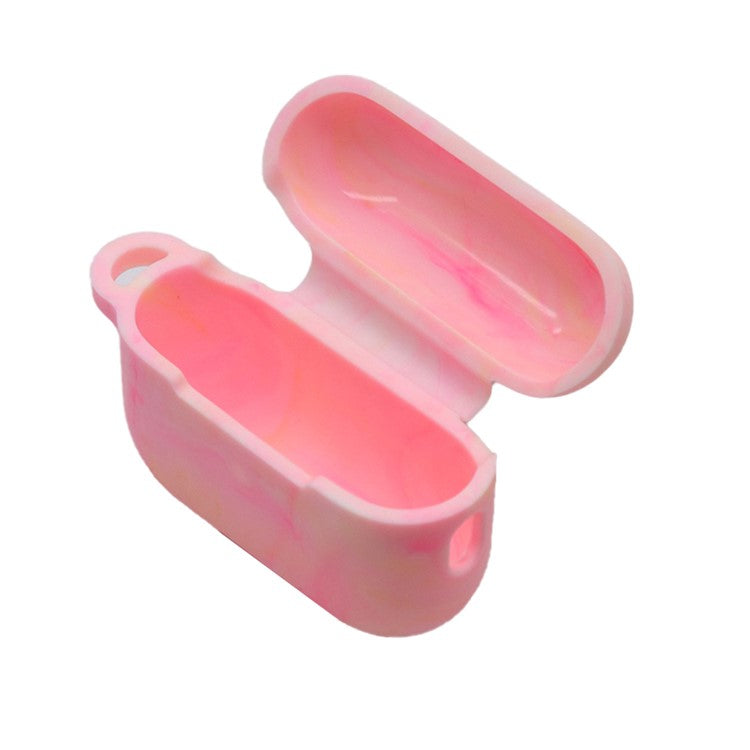 For AirPods Pro 2 Stylish Soft Silicone Protective Case Bluetooth Earphone Drop-proof Cover with Carabiner - Pink