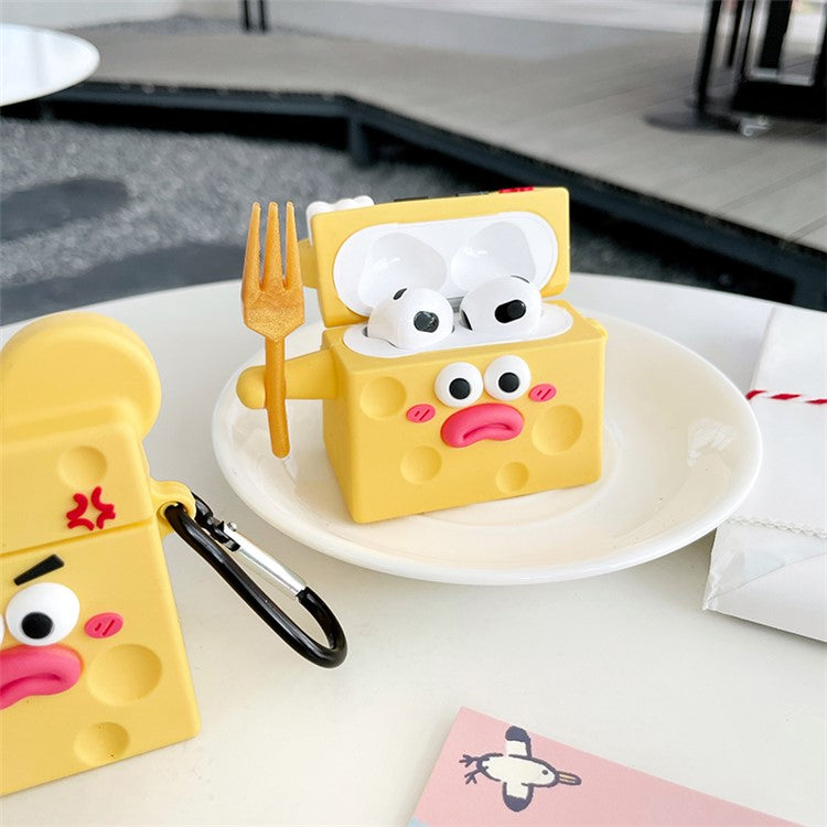 For Apple AirPods 3 Funny Cartoon Cheese Design Bluetooth Earphone Drop-proof Case Silicone Protective Cover