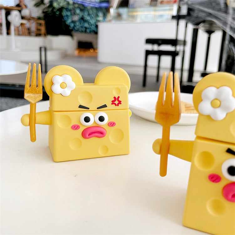 For Apple AirPods 3 Funny Cartoon Cheese Design Bluetooth Earphone Drop-proof Case Silicone Protective Cover