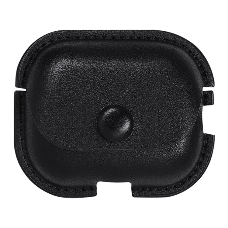 For AirPods Pro (Gen 2) (USB-C) / Pro 2 Business Stylish PU Leather Bluetooth Earphone Case Anti-scratch Protective Cover - Black