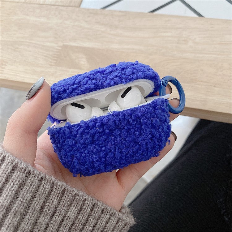 Fluff + TPU Cover for Apple AirPods Pro Charging Case Cover Bluetooth Headset Protector with Buckle - Blue