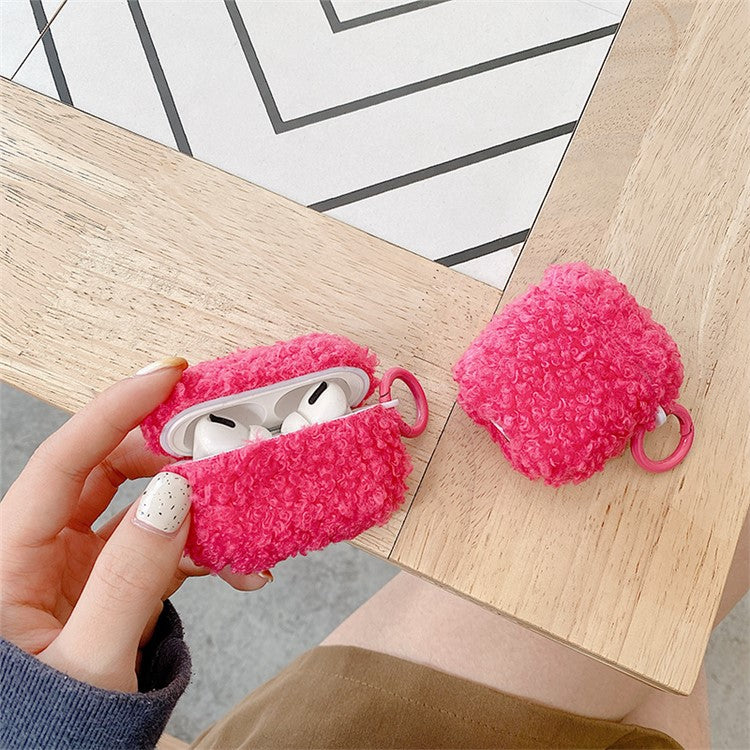 Fluff + TPU Cover for Apple AirPods Pro Charging Case Cover Bluetooth Headset Protector with Buckle - Rose