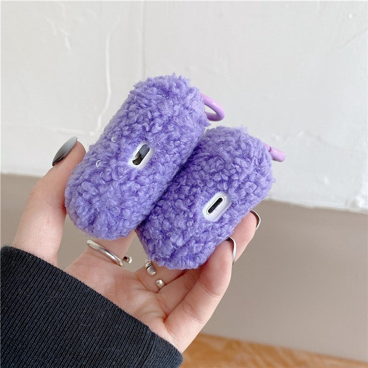 Fluff + TPU Cover for Apple AirPods Pro Charging Case Cover Bluetooth Headset Protector with Buckle - Purple