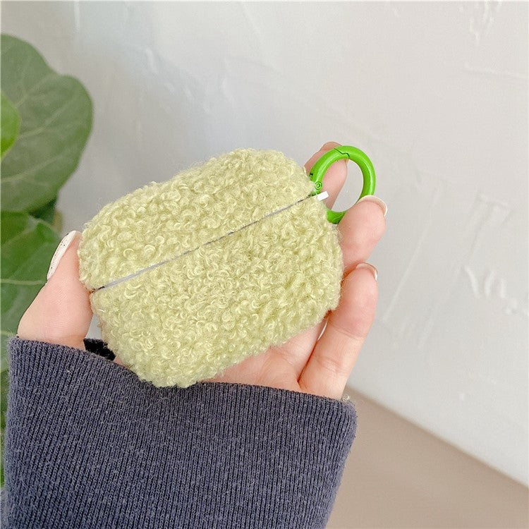 Fluff + TPU Cover for Apple AirPods Pro Charging Case Cover Bluetooth Headset Protector with Buckle - Green