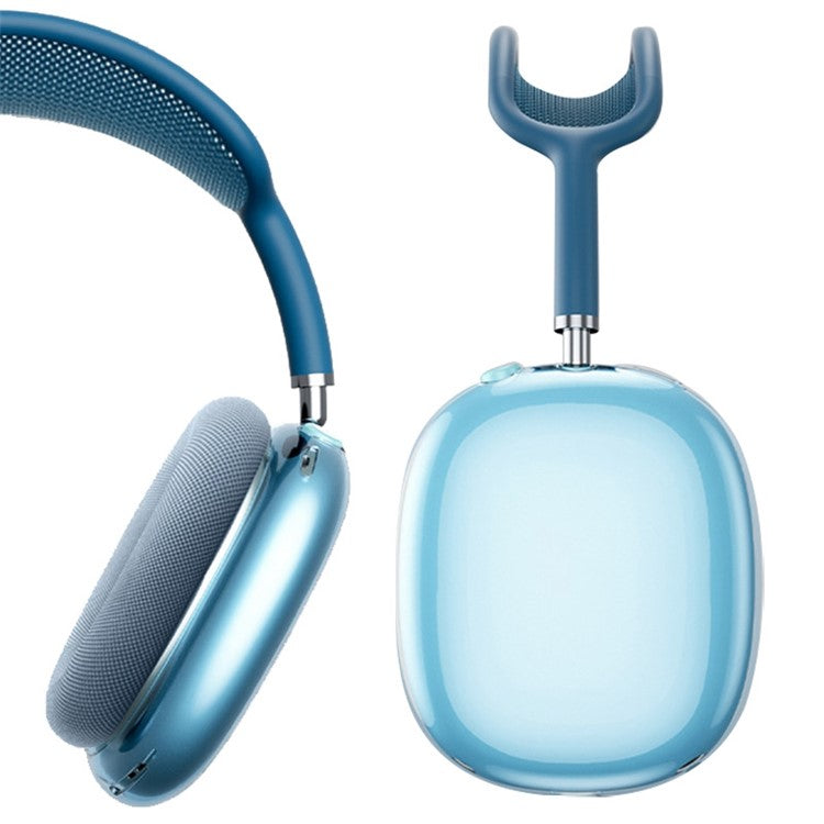 Soft TPU Headphone Case for Apple AirPods Max, Scratch-proof Headset Protective Sleeve Cover - Transparent Blue