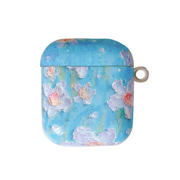 For Apple AirPods Pro Charging Case Cover Flower Pattern IMD+TPU Case TWS Earbuds Protector with Buckle - Style D