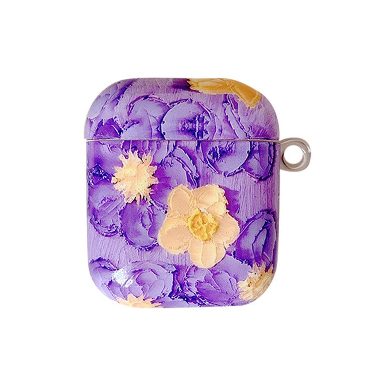 For Apple AirPods Pro Charging Case Cover Flower Pattern IMD+TPU Case TWS Earbuds Protector with Buckle - Style B