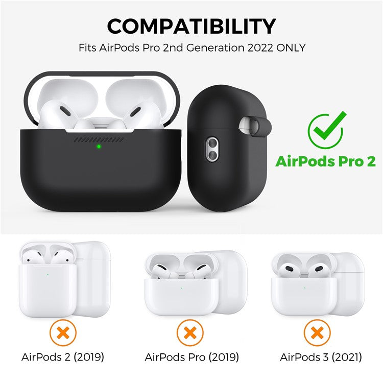 AHASTYLE PT187 For Apple AirPods Pro 2 Bluetooth Earphone Silicone Case Earbud Charging Case Protective Cover with Hand Strap - Black