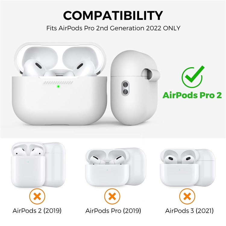 AHASTYLE PT187 For Apple AirPods Pro 2 Bluetooth Earphone Silicone Case Earbud Charging Case Protective Cover with Hand Strap - White