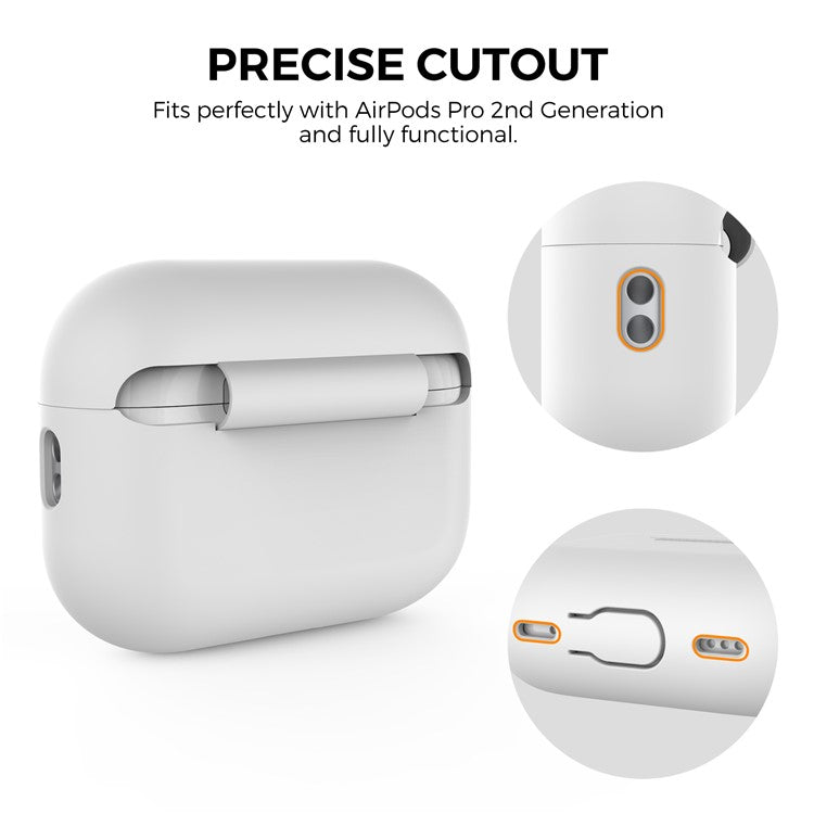 AHASTYLE PT187 For Apple AirPods Pro 2 Bluetooth Earphone Silicone Case Earbud Charging Case Protective Cover with Hand Strap - White