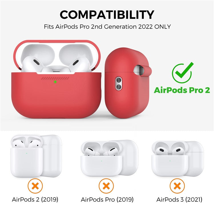 AHASTYLE PT187 For Apple AirPods Pro 2 Bluetooth Earphone Silicone Case Earbud Charging Case Protective Cover with Hand Strap - Red