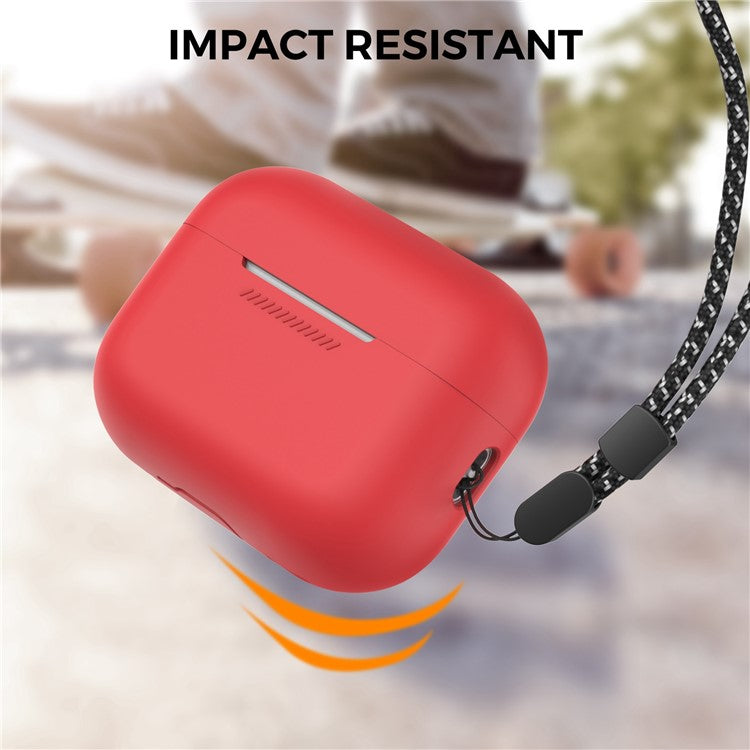 AHASTYLE PT187 For Apple AirPods Pro 2 Bluetooth Earphone Silicone Case Earbud Charging Case Protective Cover with Hand Strap - Red