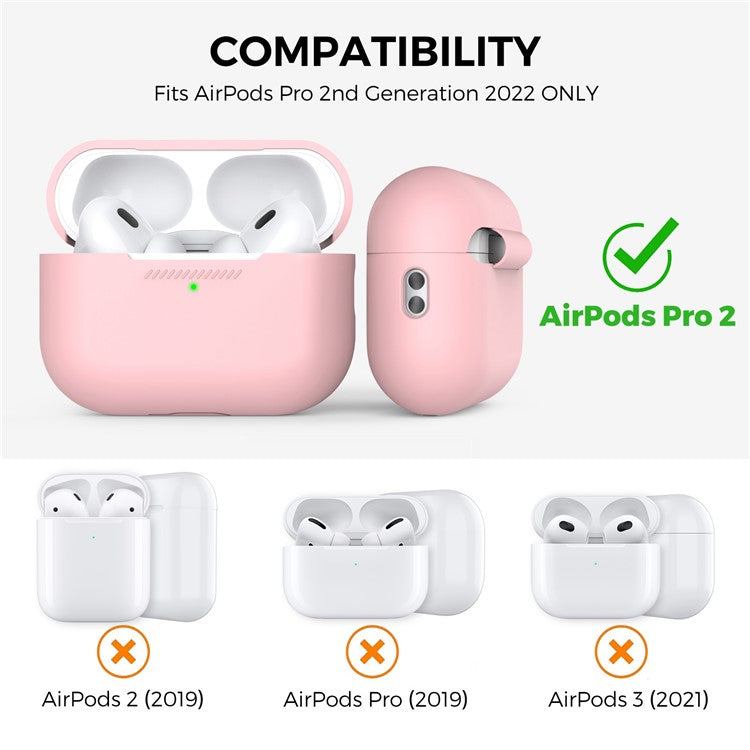 AHASTYLE PT187 For Apple AirPods Pro 2 Bluetooth Earphone Silicone Case Earbud Charging Case Protective Cover with Hand Strap - Pink