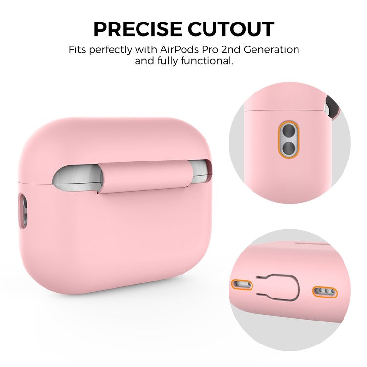 AHASTYLE PT187 For Apple AirPods Pro 2 Bluetooth Earphone Silicone Case Earbud Charging Case Protective Cover with Hand Strap - Pink