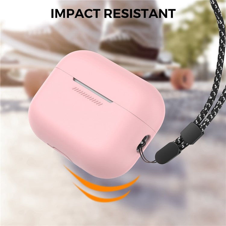 AHASTYLE PT187 For Apple AirPods Pro 2 Bluetooth Earphone Silicone Case Earbud Charging Case Protective Cover with Hand Strap - Pink