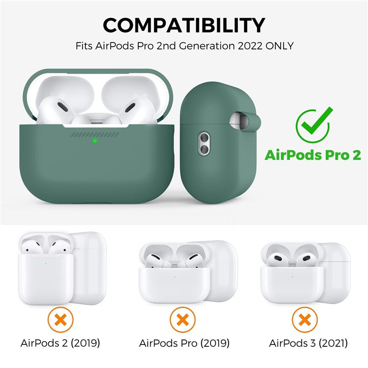 AHASTYLE PT187 For Apple AirPods Pro 2 Bluetooth Earphone Silicone Case Earbud Charging Case Protective Cover with Hand Strap - Green