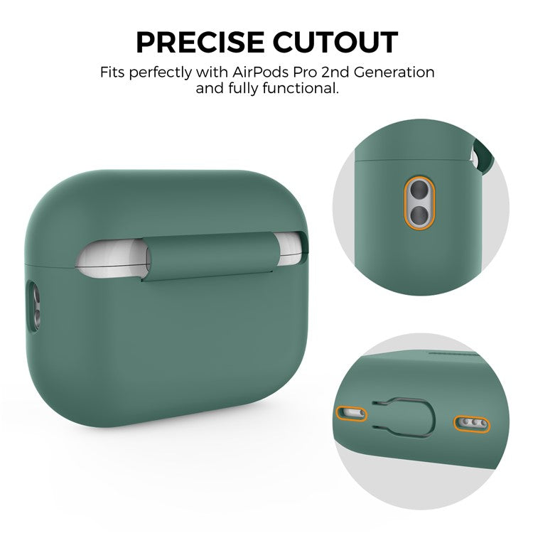 AHASTYLE PT187 For Apple AirPods Pro 2 Bluetooth Earphone Silicone Case Earbud Charging Case Protective Cover with Hand Strap - Green